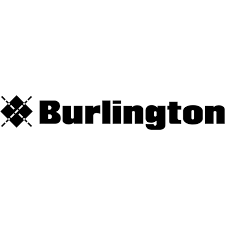 Logo Burlington in bianco e nero con un simbolo geometrico.