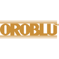 Logo OROBBLU in stampatello dorato, incorniciato da linee dorate.