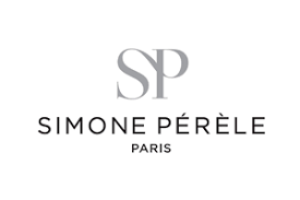 Logo Simone Pérèle, monogramma SP grigio sopra il testo: Simone Pérèle, Parigi.