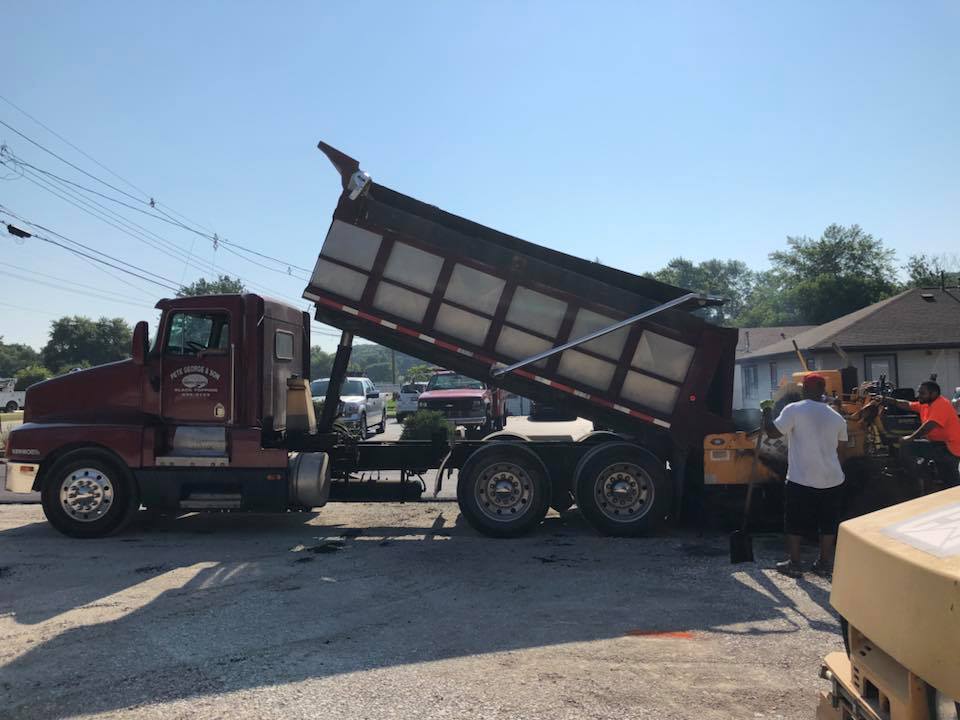 Truck Unloading Materials For Asphalt | East Peoria, IL | Pete George & Son Blacktop