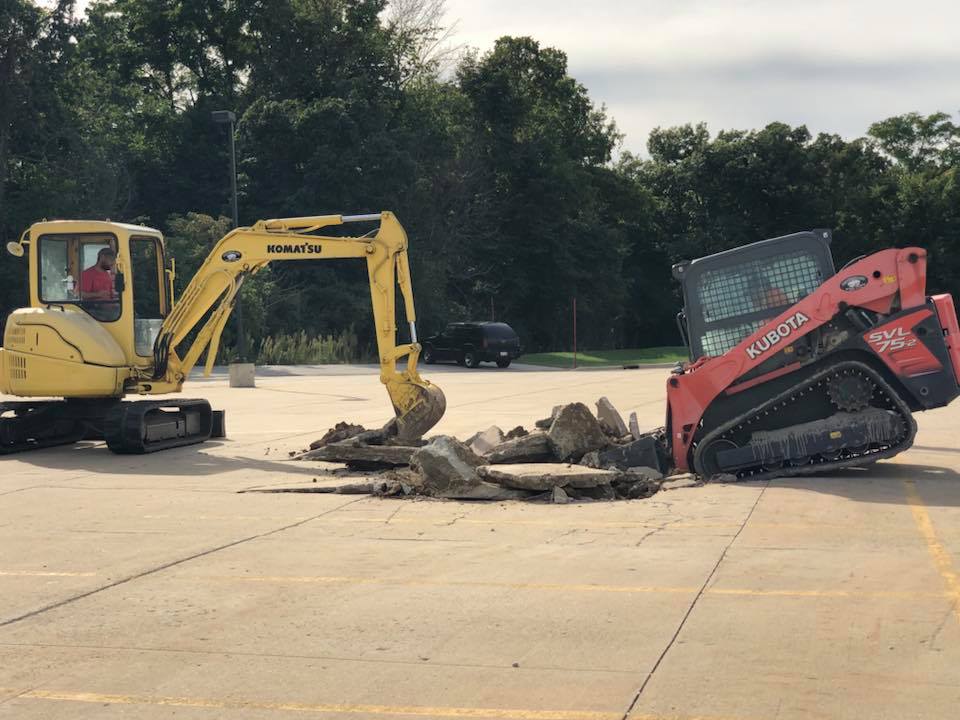 Excavator And A Backhoe Digging | East Peoria, IL | Pete George & Son Blacktop
