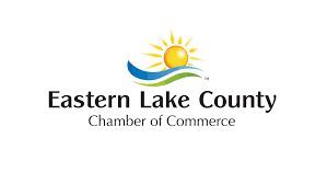Logo of Eastern Lake County Chamber of Commerce; sun over water; text below reads 