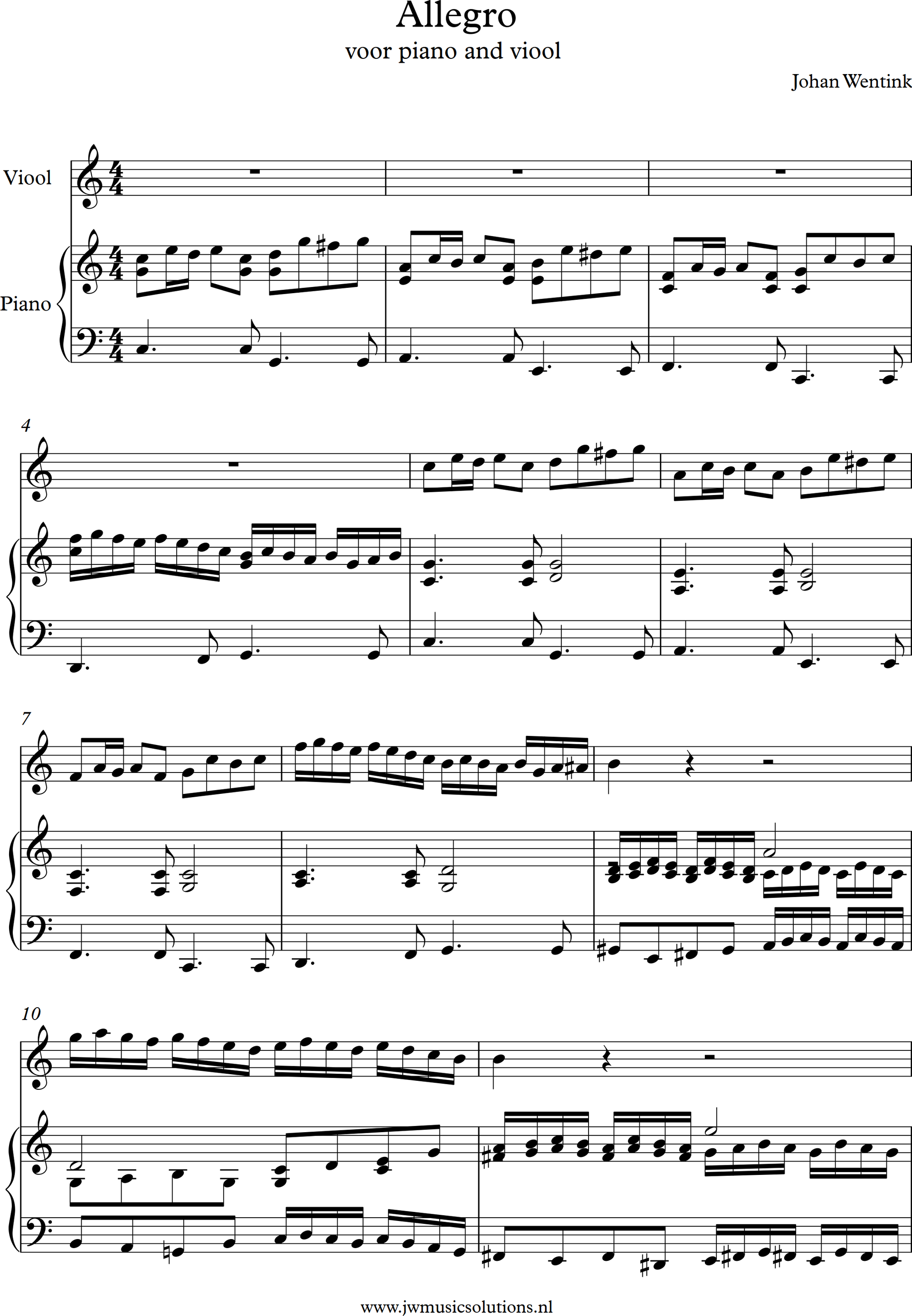 Allegro voor piano en viool