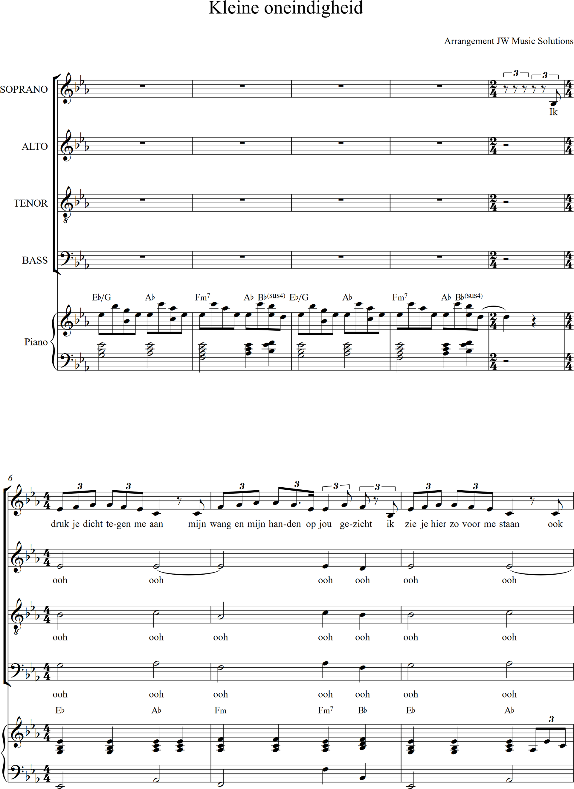 Kleine oneindigheid – Koorpartituur met piano