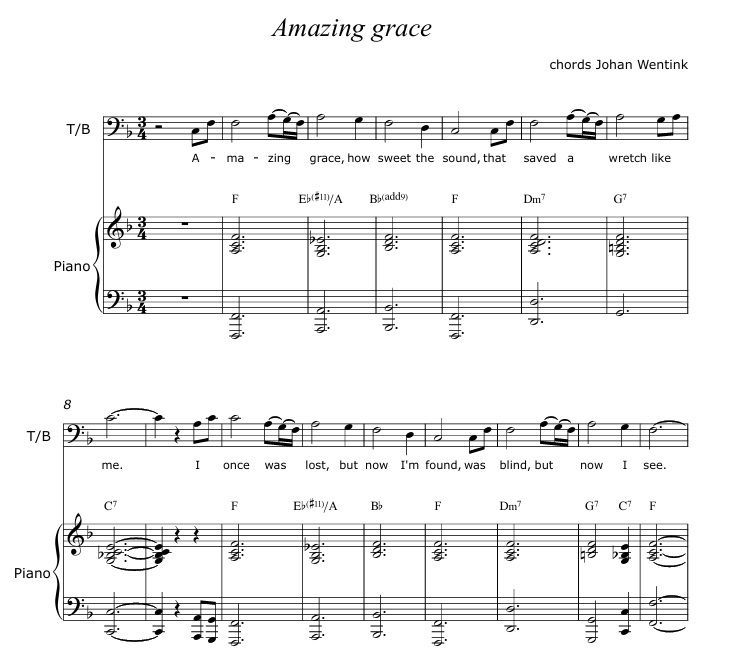 Koorpartituur –Amazing grace (jazz versie)