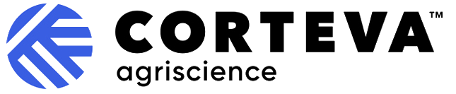 Logo of Corteva Agriscience featuring a blue circular geometric icon next to the company name in black text.