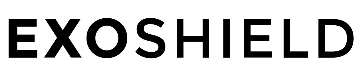 The word exoshield is written in black on a white background