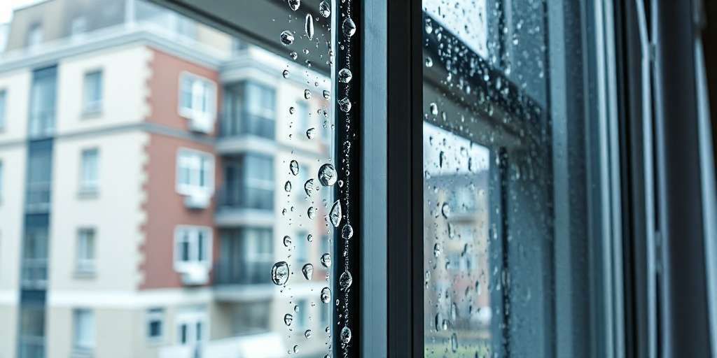 Ventana de aluminio con condensación