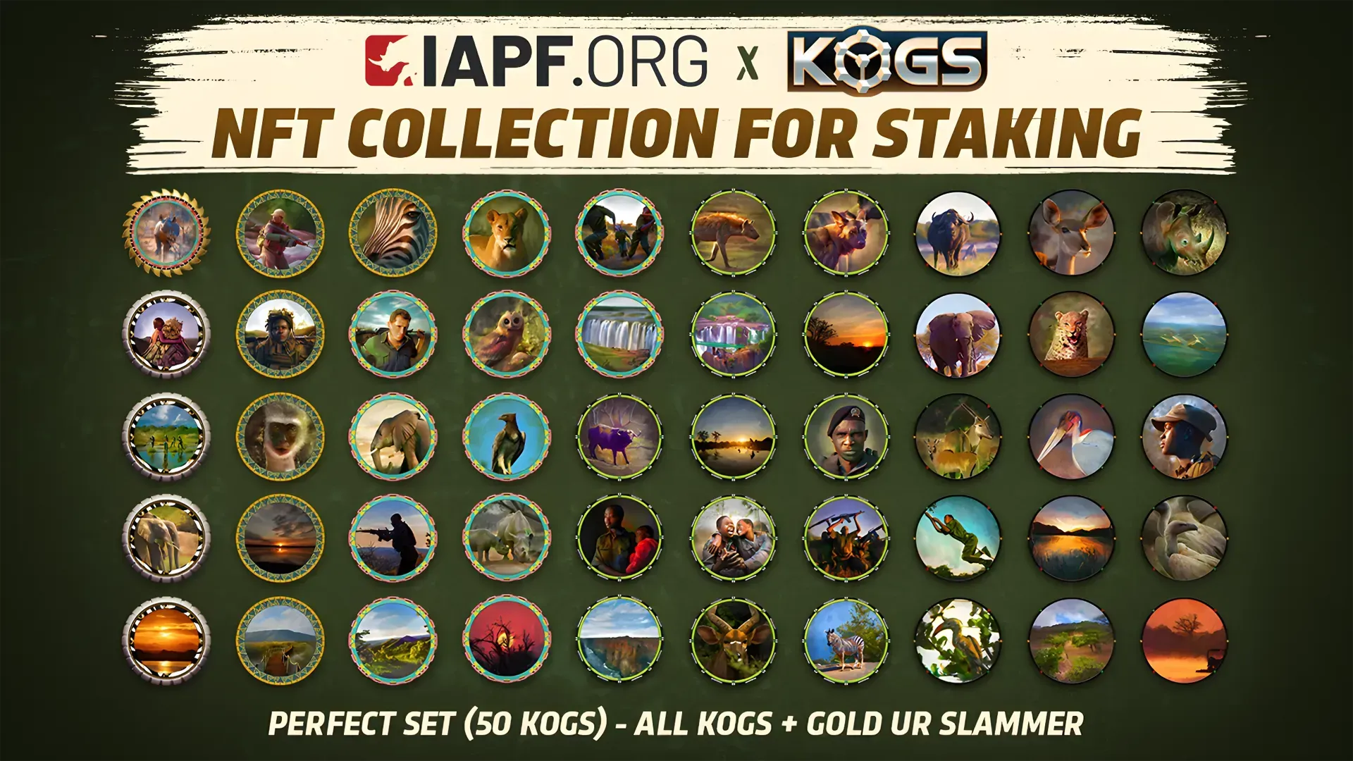 50 KOGs IAPF perfect set NFT collection for staking