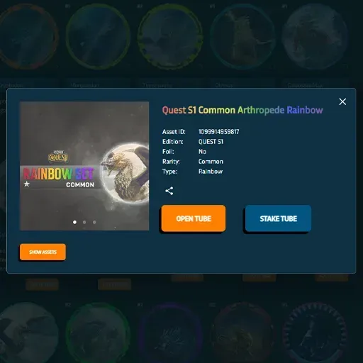 Screenshot of the My NFTs dashboard showing the Stake Tube pop-up with the KOGs Slammer NFTs in the background