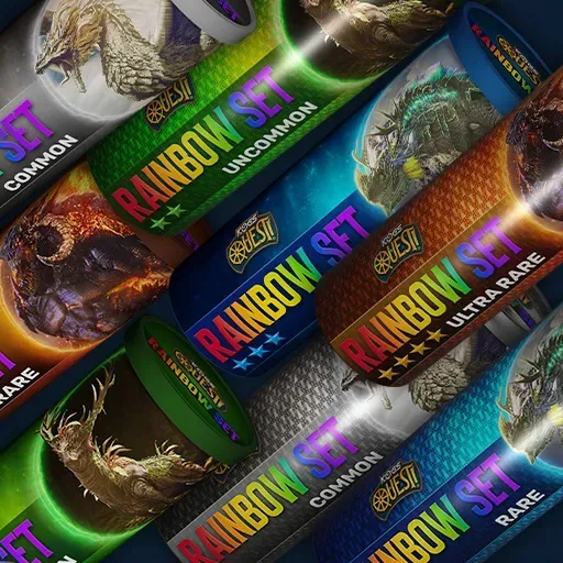 Stacked tubes of KOGs Quest rainbow set NFTs