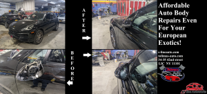 A picture of a car before and after being repaired