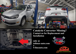A catalyst converter is missing on a volkswagen