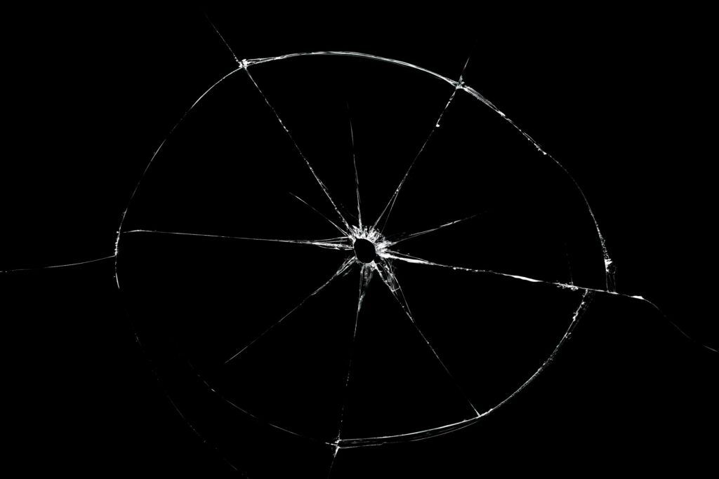 broken windshield glass