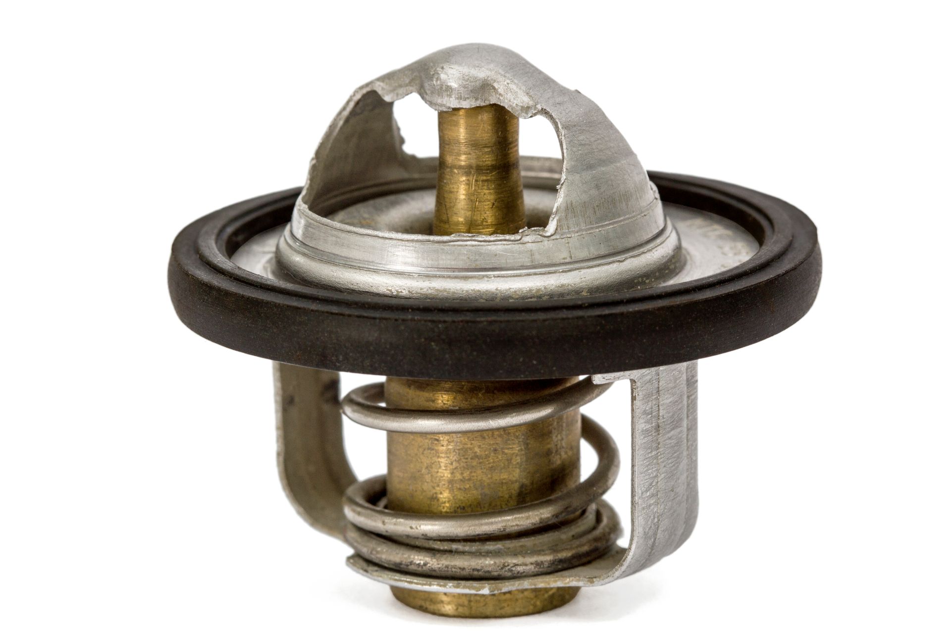 A close up of a thermostat on a white background