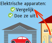 Een rode auto staat geparkeerd in een garage naast een huis