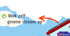 A cartoon drawing of a roof with the words ' wek zelf groene stroom op ' on it