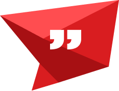 Red speech bubble with white quotation marks. | Dave Muller Automotive & Trailer