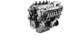 Engine with multiple cylinders and belts, grayscale. | Dave Muller Automotive & Trailer