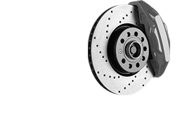 Car disc brake system with drilled rotor and caliper. | Dave Muller Automotive & Trailer