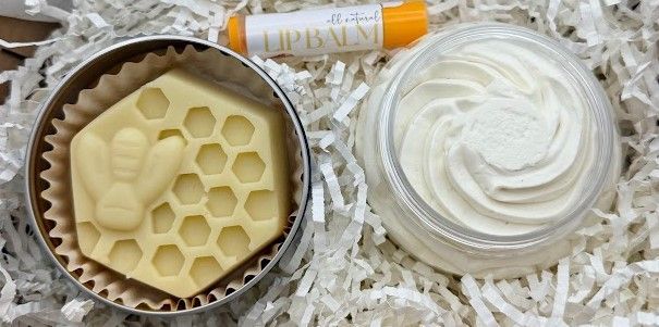 Winter Hydration Set – Whipped Body Butter, Beeswax Lotion Bar & Lip Balm