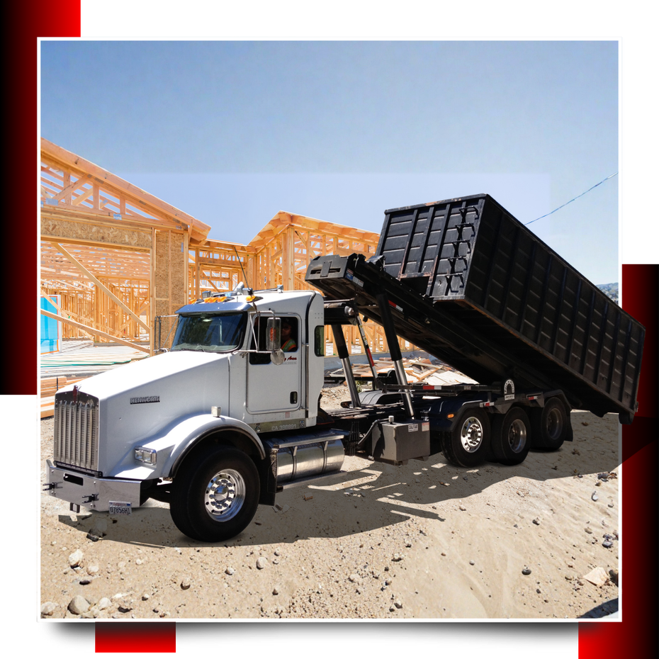 dumpster truck parked in the construction site
