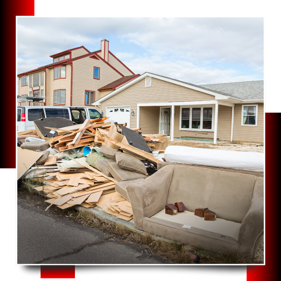 Junk in front of a house