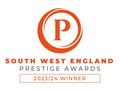South West England Prestige Awards logo, orange with a letter 'P' and