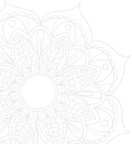 Detailed floral mandala pattern with intricate, curved lines in light grey.