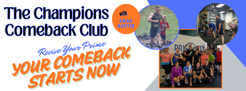 A banner for the champions comeback club that says your comeback starts now