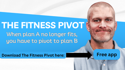 A man is standing in front of a blue sign that says the fitness pivot