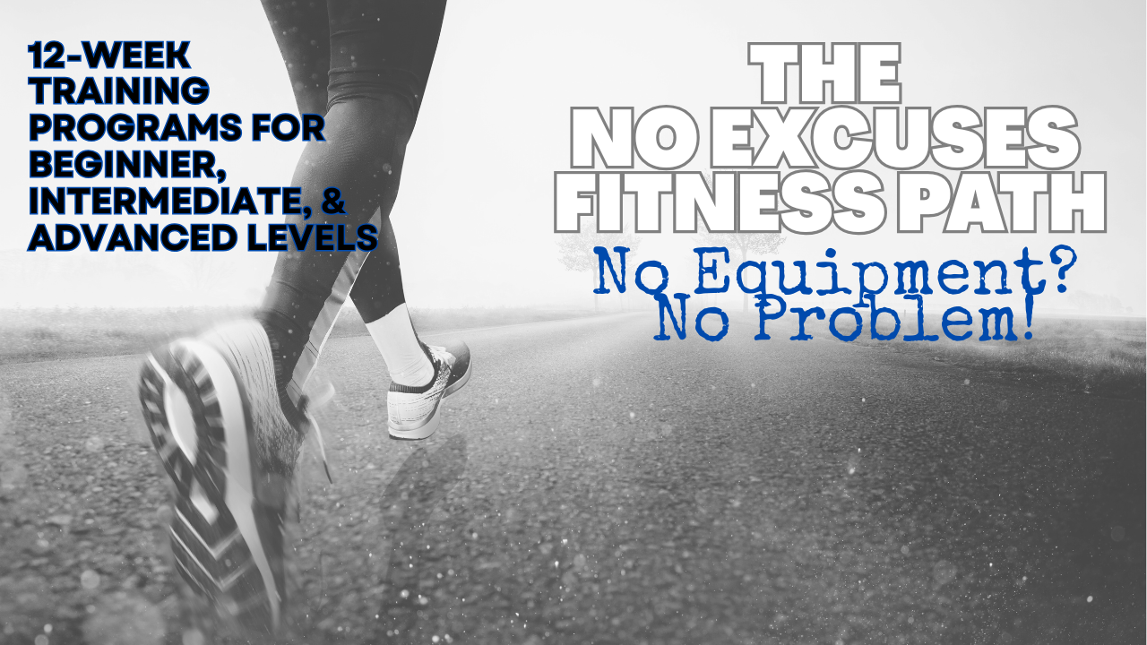 A runner on a road with text overlay: