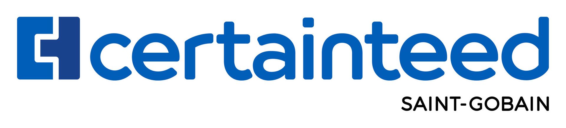 Logo for CertainTeed, a Saint-Gobain company, in blue text.