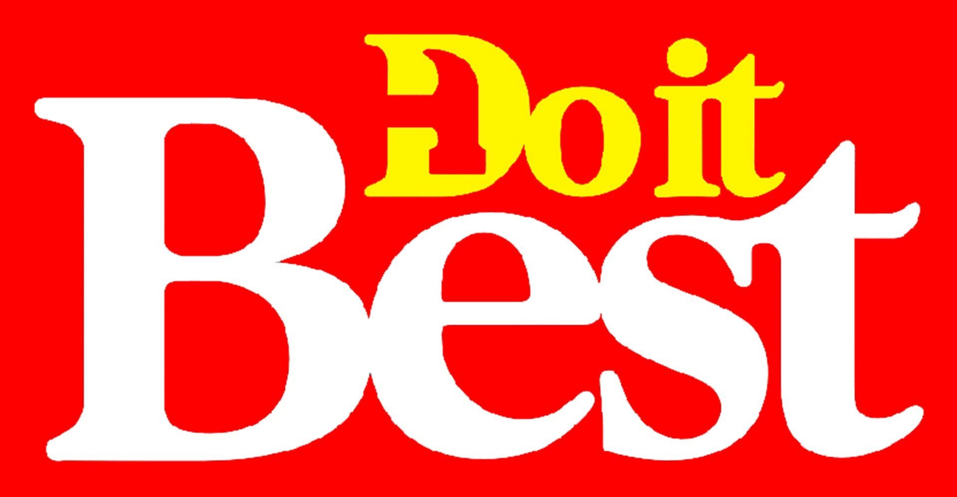 A do it best logo on a red background