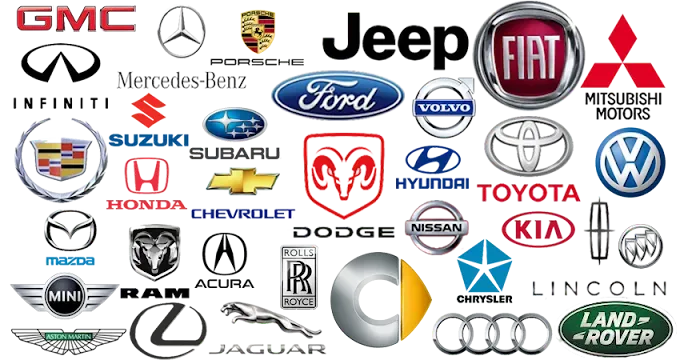 Logos of various car brands including GMC, Ford, Toyota, and Jeep.