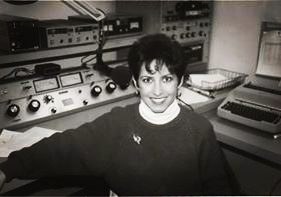 Leora in a black and white photo as a young adult