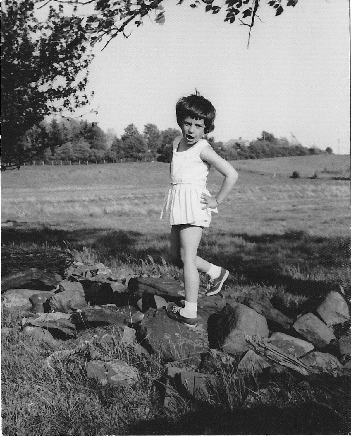 Leora as a child in a black and white photo