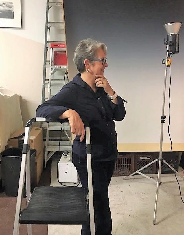 Leora getting ready to speak to a group