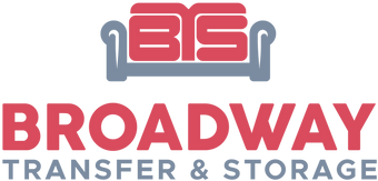 Broadway Transfer & Storage Logo Russellville AR red light blue couch icon