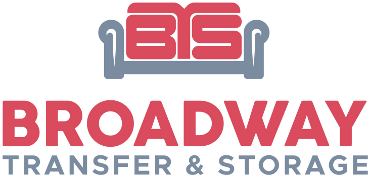 Broadway Transfer & Storage Logo Russellville AR red light blue couch icon