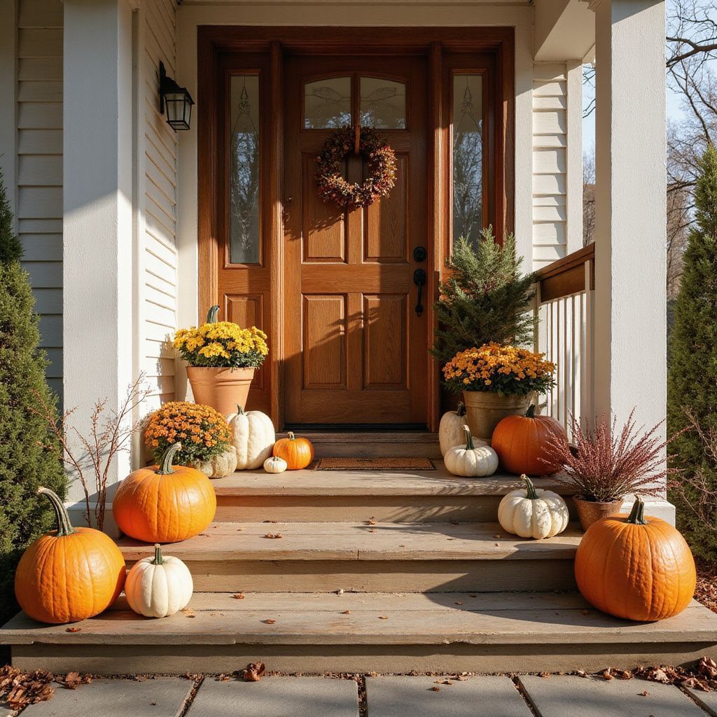 porch designed with pumpkins