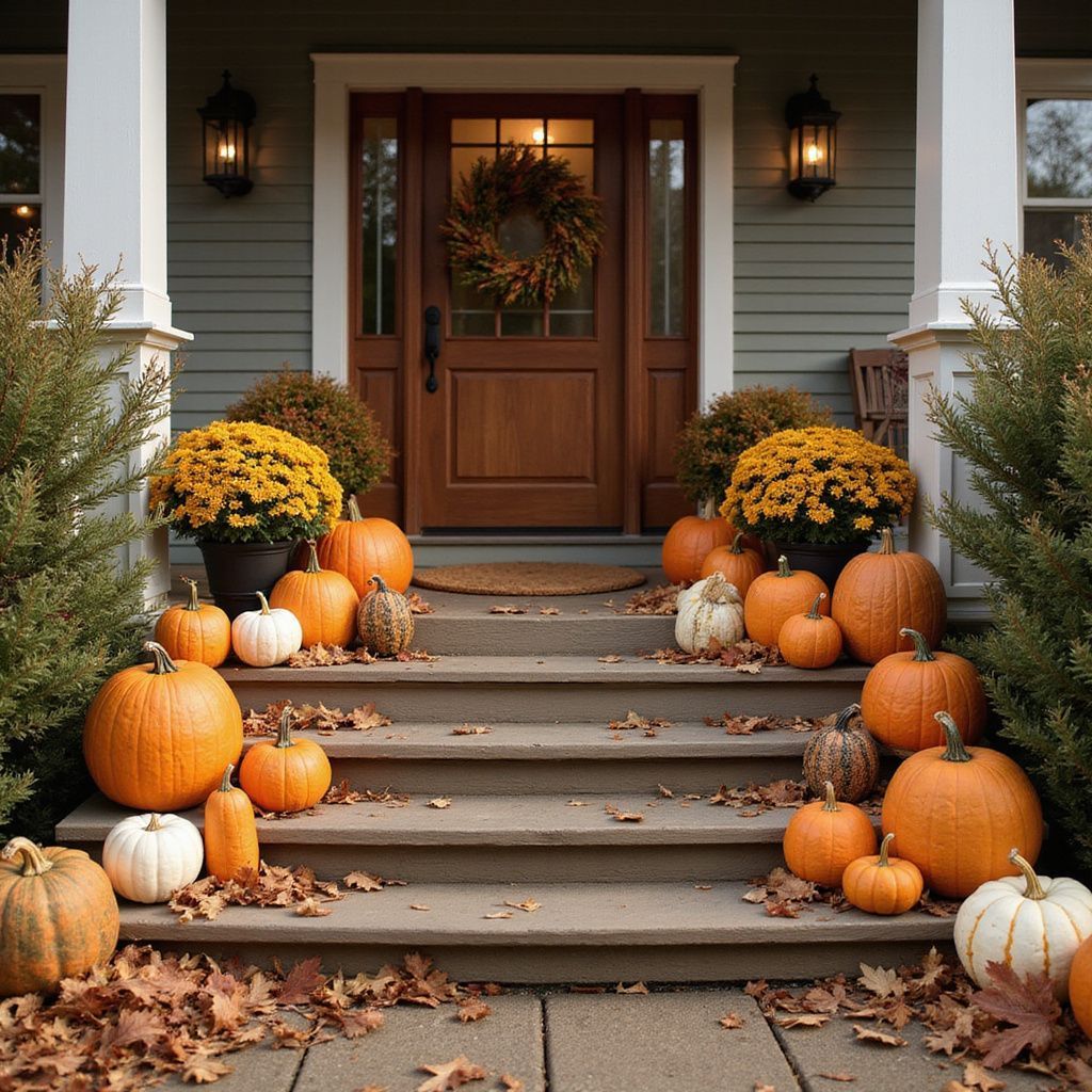 porch designed with pumpkins