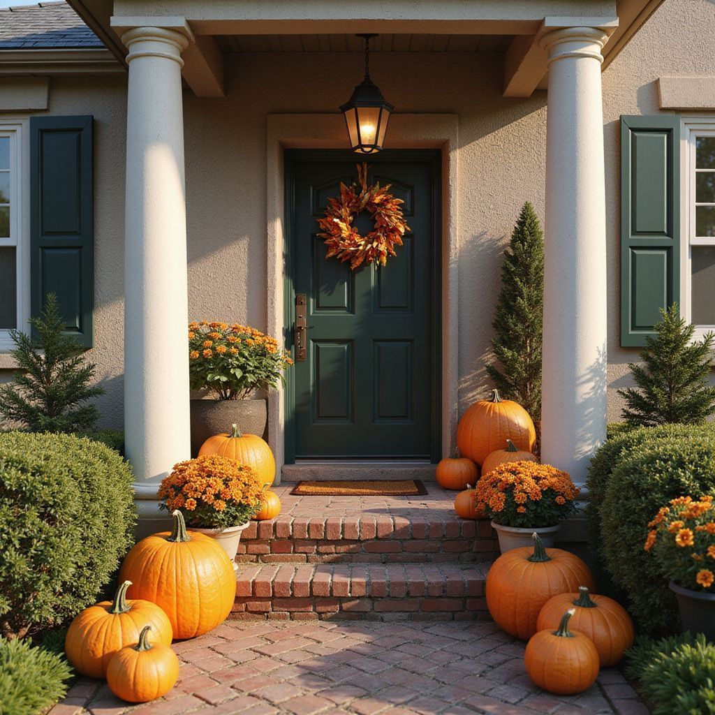 porch designed with pumpkins