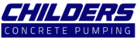 Childers Concrete Pumping logo: blue text "CHILDERS" above "CONCRETE PUMPING" on a blue rectangle.