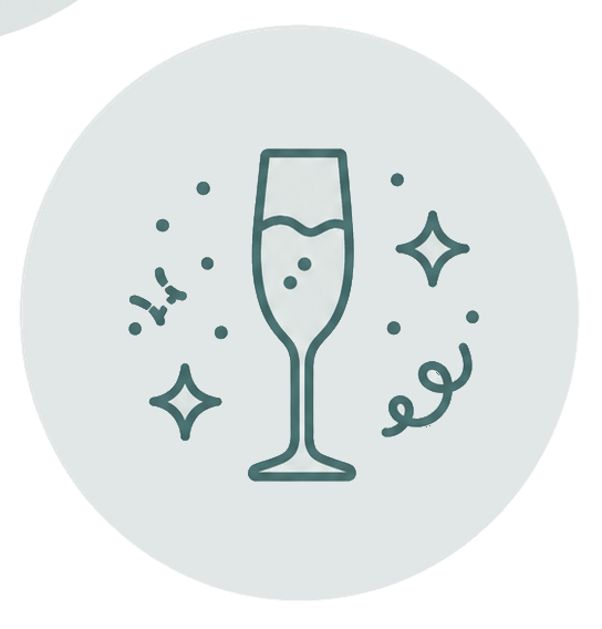 Outlined open box icon with sparkle on a pale gray circle background