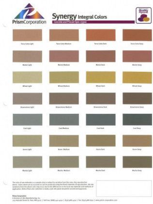 A color chart for synergy integral colors by prism corporation
