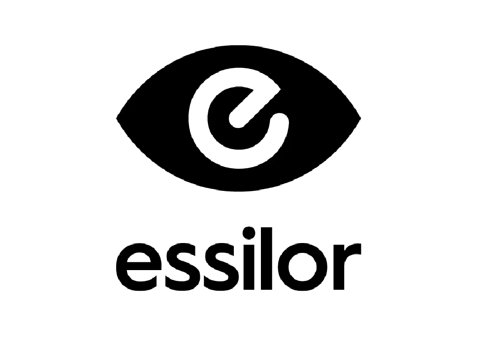 Un logo in bianco e nero per un'azienda chiamata essilor.