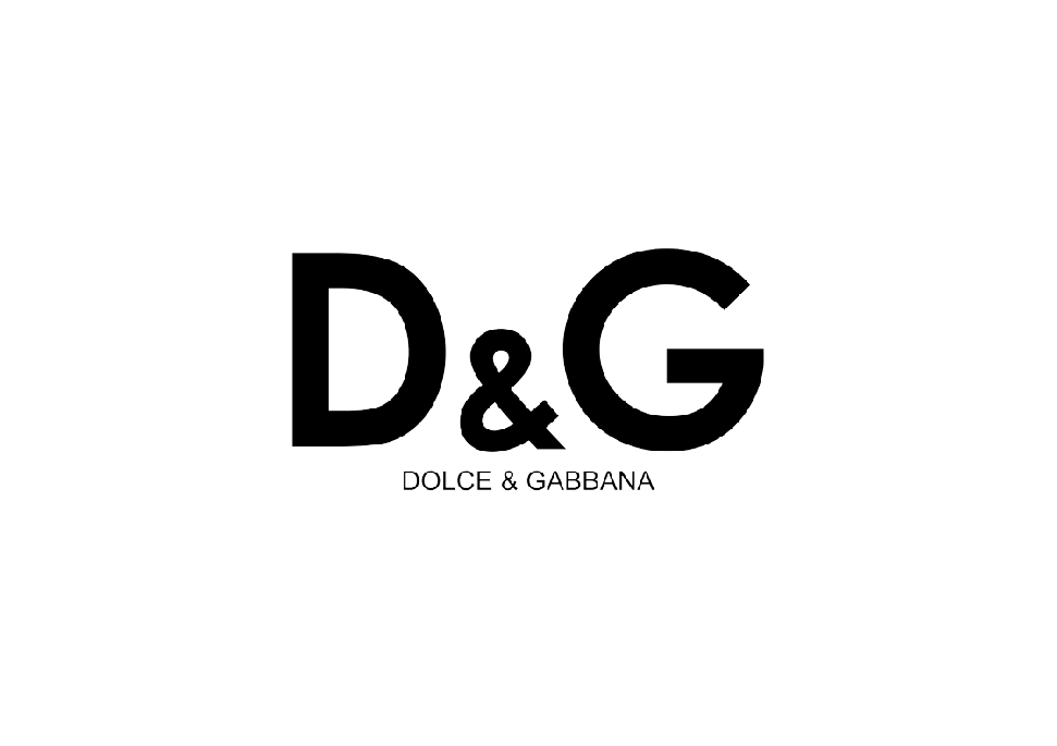 Un logo in bianco e nero per Dolce & Gabbana su uno sfondo bianco.
