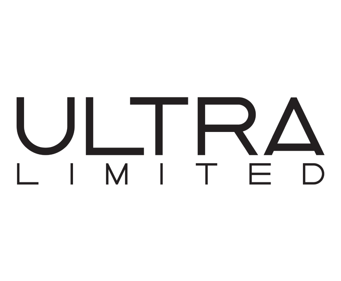 Il logo ultra limitato è in bianco e nero su sfondo bianco.