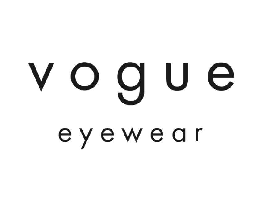 Il logo di Vogue Eyewear è in bianco e nero su sfondo bianco.